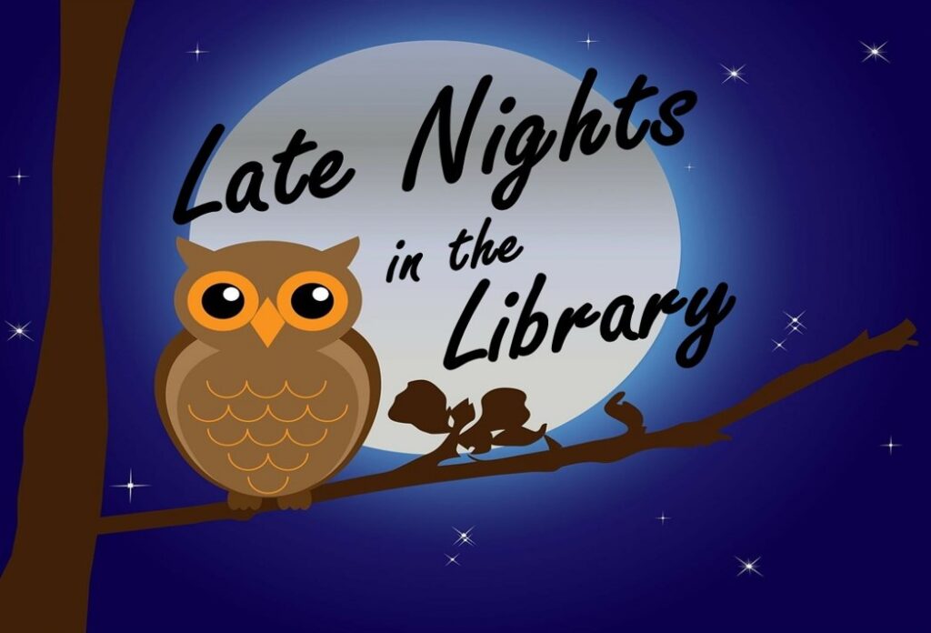 Late nights in the library graphic