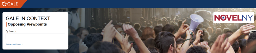 image of banner and search box for Gale in Context: Opposing Viewpoints